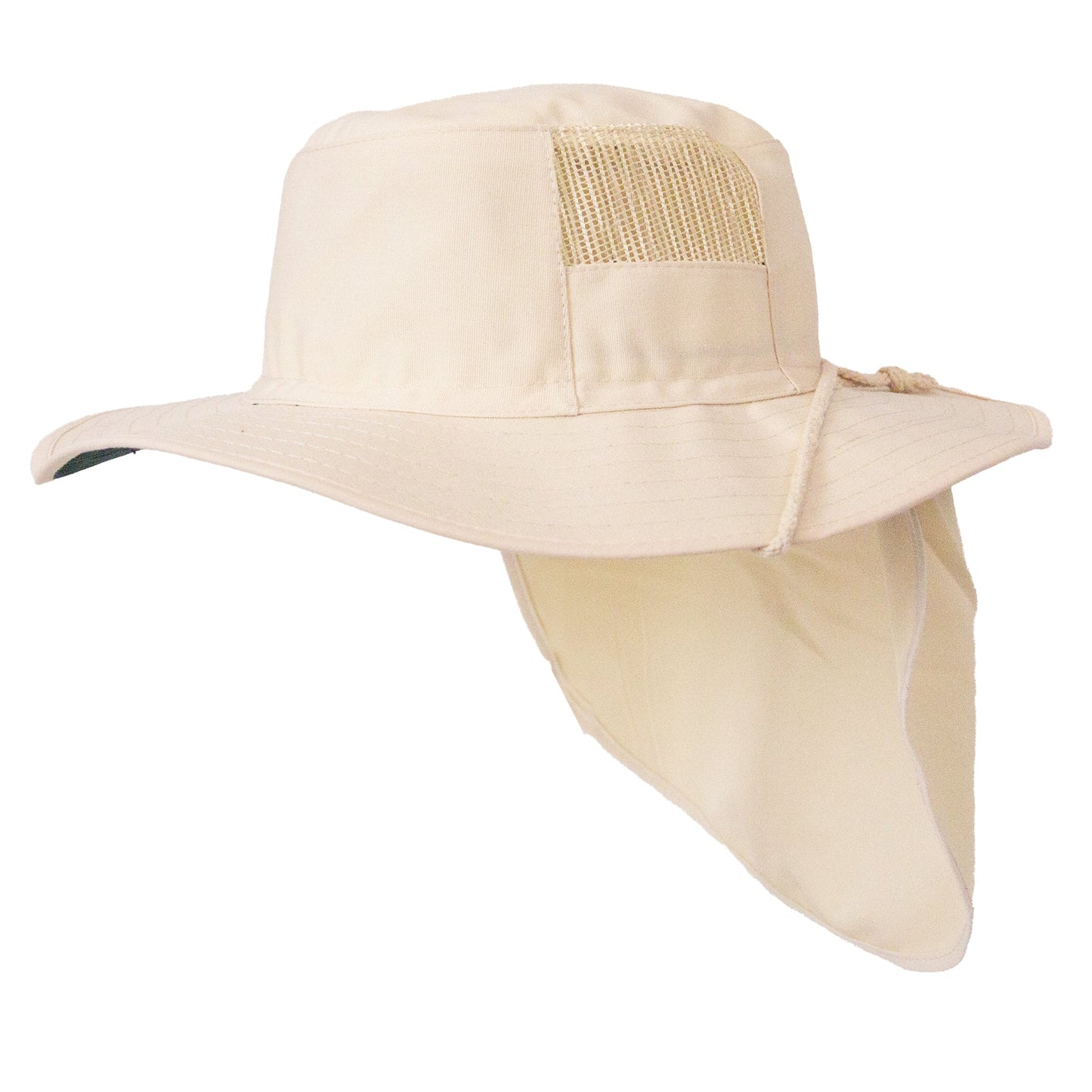 Broad Brim Mesh Hat With Chin Strap and Neck Flap - SunSafe Australia