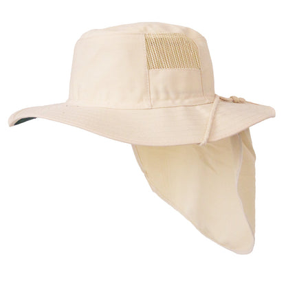 Broad Brim Mesh Hat With Chin Strap and Neck Flap - SunSafe Australia