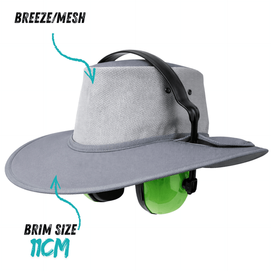 Earmuff Hat Breeze/Mesh Silver Grey 11cm Brim Newcastle Hats - SunSafe Australia
