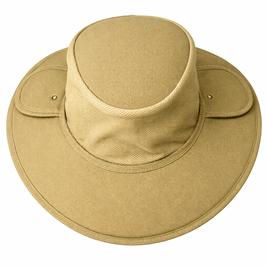 Earmuff Hat Micro Mesh Khaki 9cm Brim UPF 50+ Newcastle Hats - SunSafe Australia