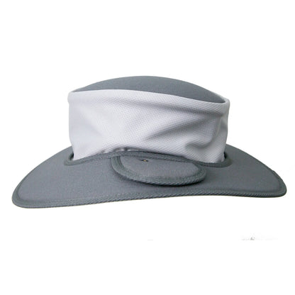 Australian made silver grey earmuff hat with micro mesh airflow and 9cm brim