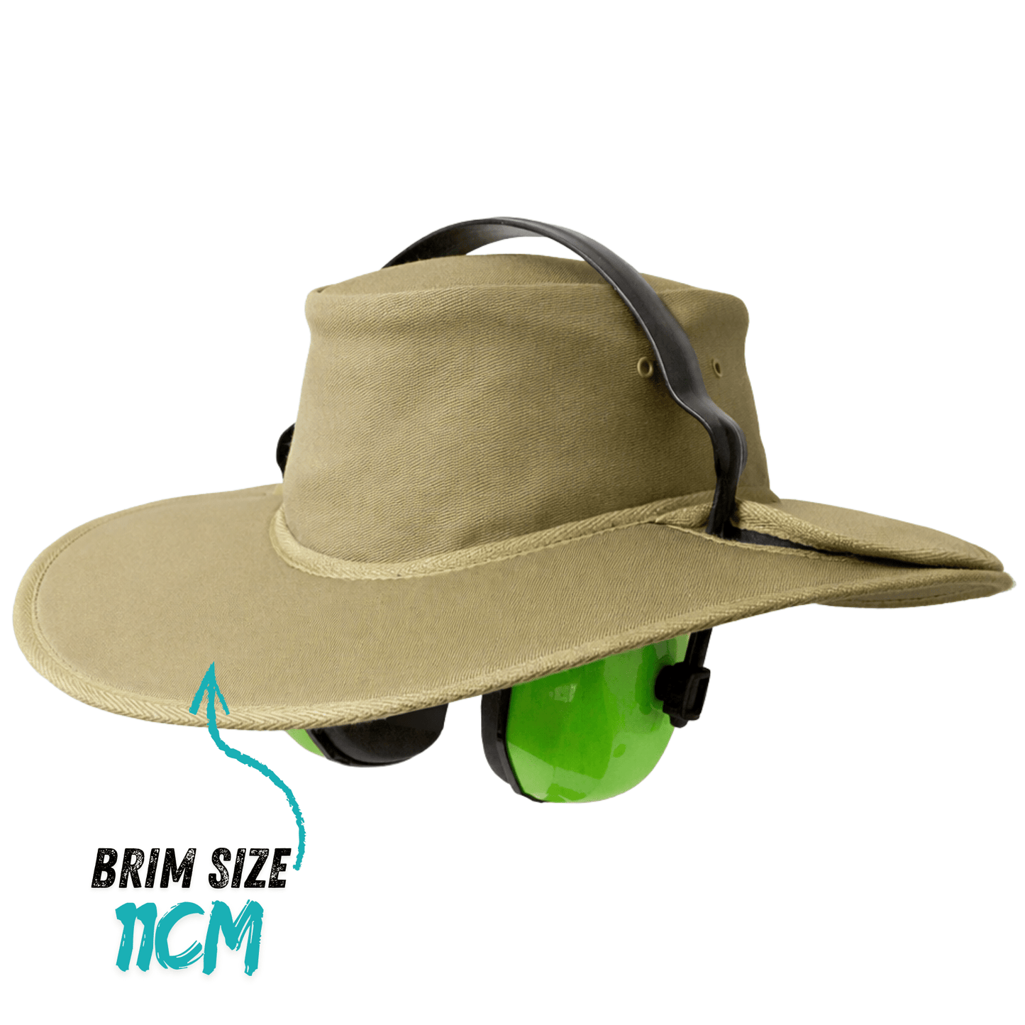 Newcastle Hats Earmuff Hat Standard Khaki 11cm Brim UPF 50+