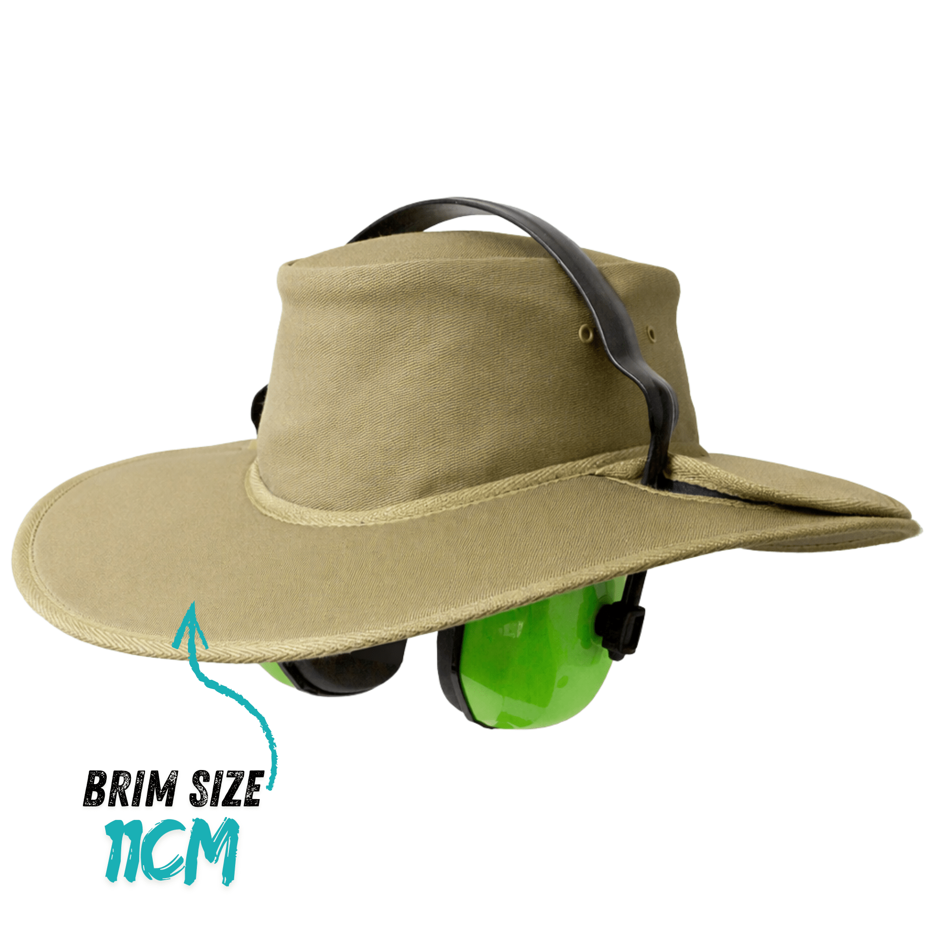 Newcastle Hats Earmuff Hat Standard Khaki 11cm Brim UPF 50+