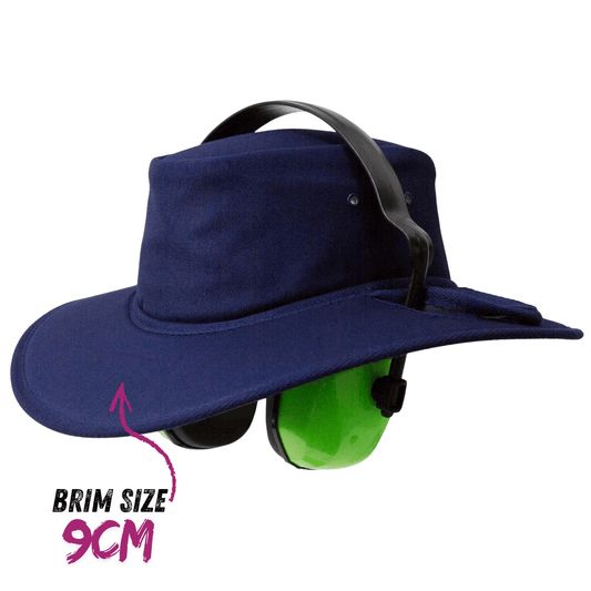 Earmuff Hat Standard Navy Blue 9cm Brim UPF 50+ Newcastle Hats - SunSafe Australia