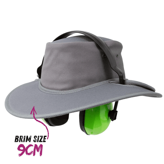 Earmuff Hat Standard Silver Grey 9cm Brim UPF 50+ Newcastle Hats - SunSafe Australia