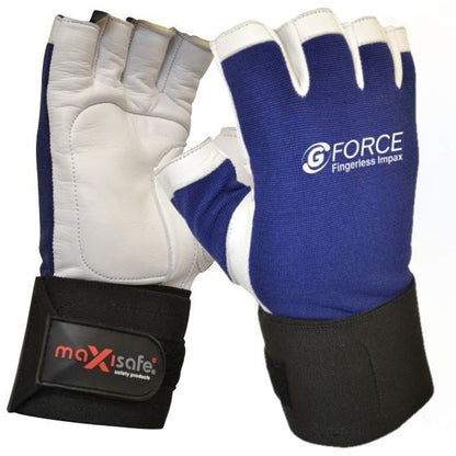 G - Force Impax Anti - Vibration Mechanics Fingerless Glove with Leather Palm GMG294 - SunSafe Australia