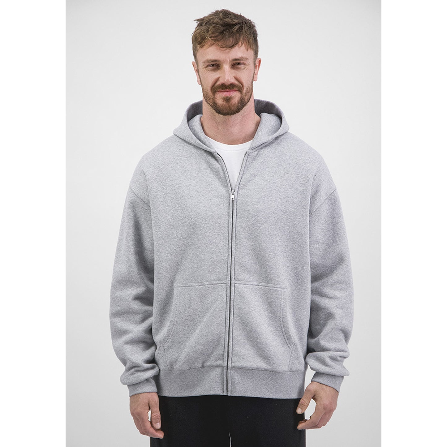 Goodmates Mens Everyday Zip Hoodie in Black and Grey Marle