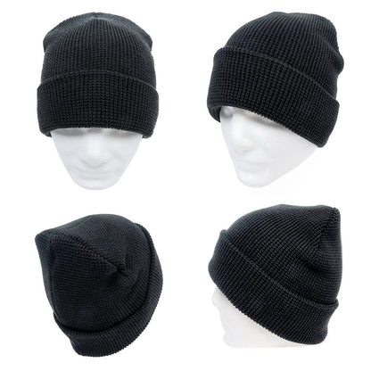 Grid Knit Beanie Acrylic Roll Back Beanie