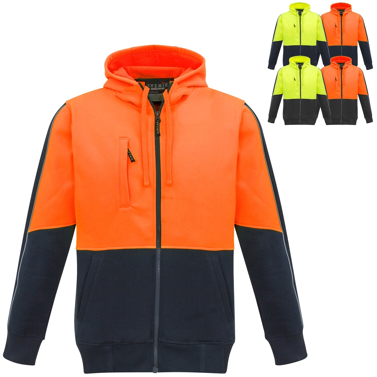 High Visibility Full Zip Hoodie UPF 50+ - SunSafe Australia