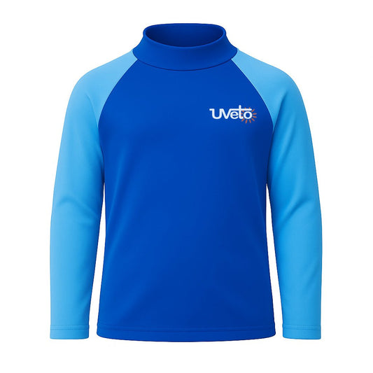 Kids Rashie Royal Blue on Light Blue – Long Sleeve UPF 50+ Made in Australia - SunSafe Australia