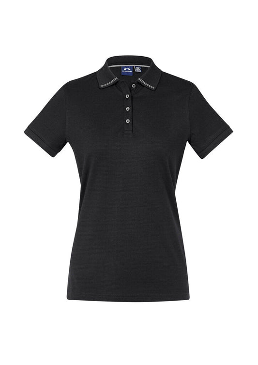 Biz Collection Ladies Aston Polo UPF 50+ in Black/silver Grey