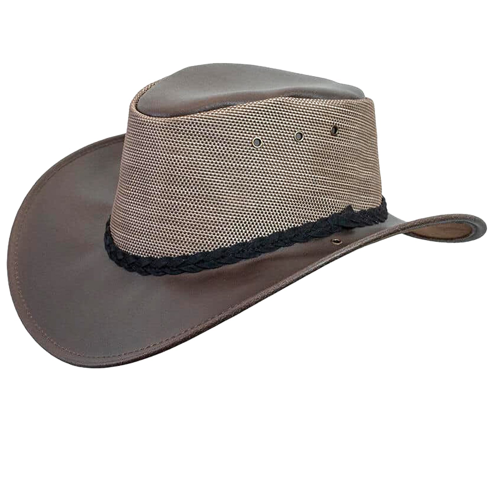 Newcastle Hats Leather Murray Hat Breeze Mesh in Aniseed