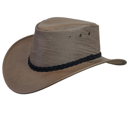 Newcastle Hats Leather Murray Hat Breeze Mesh in Aniseed