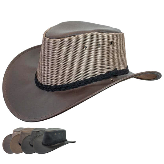 Leather Murray Hat Breeze Mesh Newcastle Hats - SunSafe Australia