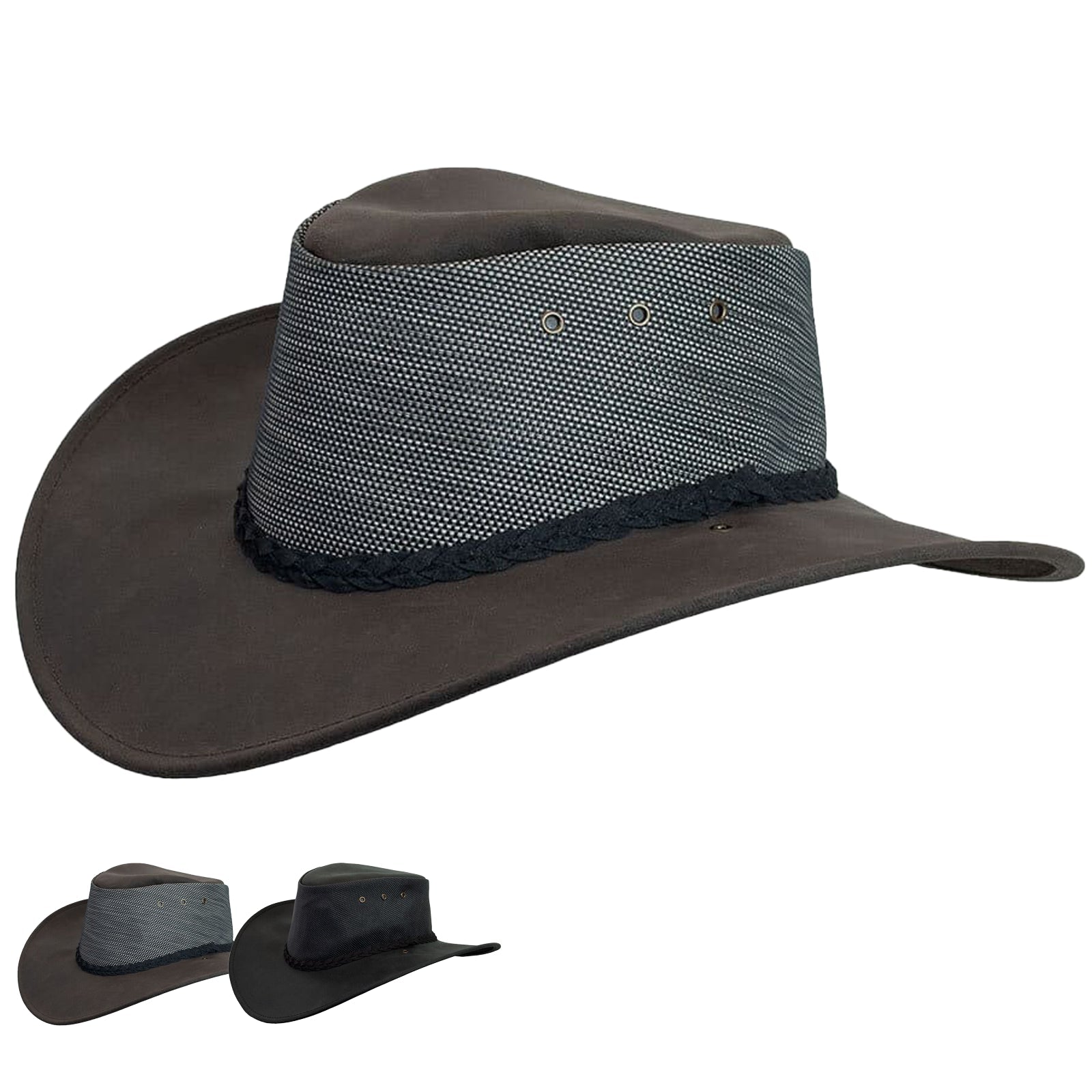 Newcastle Hats Leather Paterson Hat Breeze Mesh in Aniseed