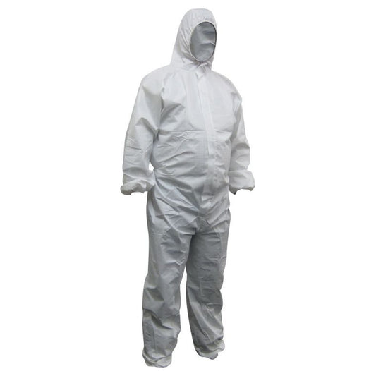 Shop a carton of 50 Maxisafe white polypropylene disposable coveralls. Lightweight, breathable and ideal for painting, cleaning, food handling and maintenance.