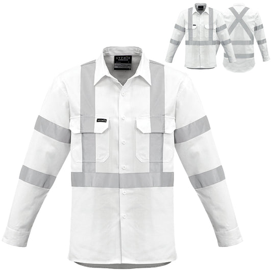 Syzmik Men's Bio Motion "x" Back Long Sleeve Shirt ZW621 back view