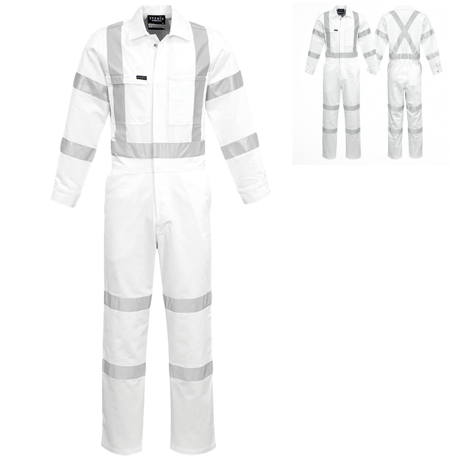 Men's Bio Motion "X" Back Overall White ZC620 - SunSafe Australia