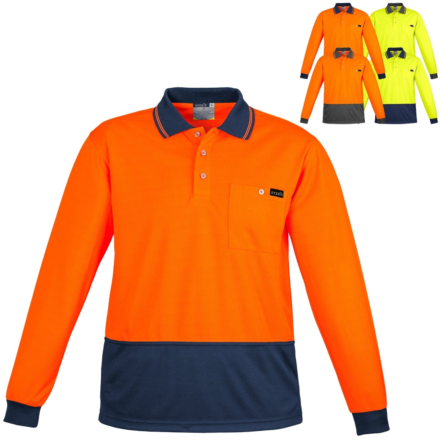Men's Comfort Back Long Sleeve Polo ZH410 - SunSafe Australia