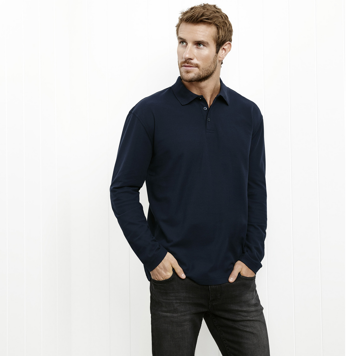 Mens Crew Long Sleeve Polo UPF 50+