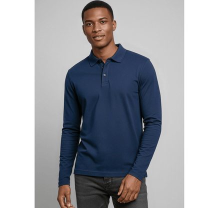 Mens Crew Long Sleeve Polo UPF 50+ - SunSafe Australia