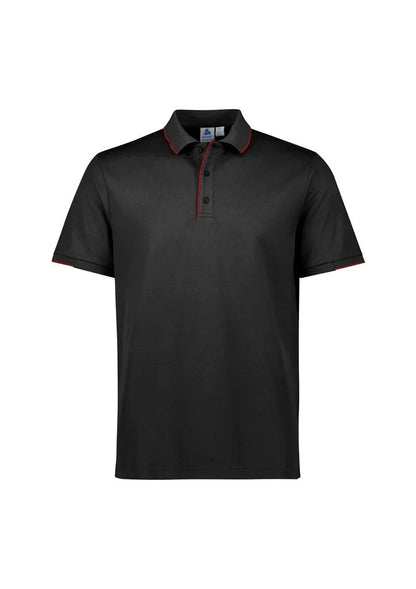 Biz Collection Men's Focus Short Sleeve Polo UPF 50+ in Black/red