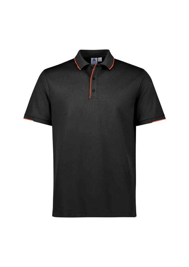 Biz Collection Men's Focus Short Sleeve Polo UPF 50+ in Black/red