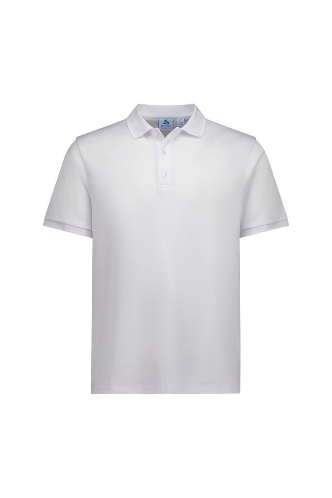 Biz Collection Men's Focus Short Sleeve Polo UPF 50+ in Navy/white