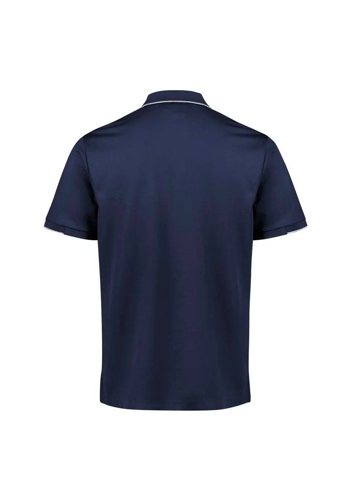 Biz Collection Men's Focus Short Sleeve Polo UPF 50+ in Black/white