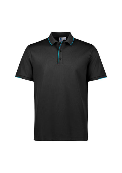 Biz Collection Men's Focus Short Sleeve Polo UPF 50+ in Navy/white