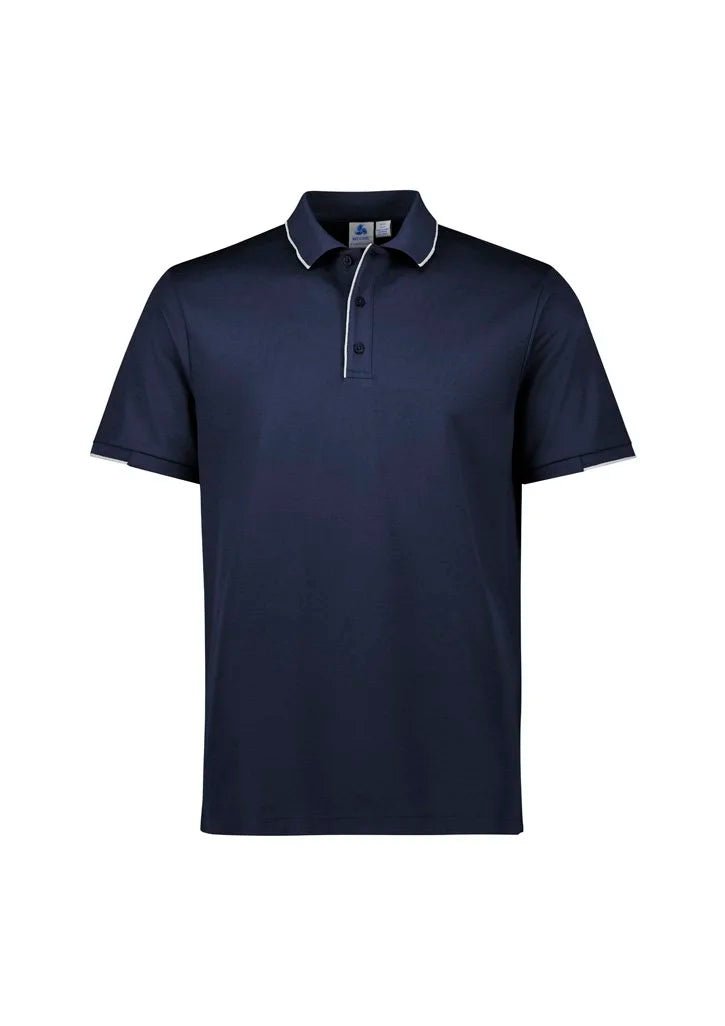 Biz Collection Men's Focus Short Sleeve Polo UPF 50+ in Black/white