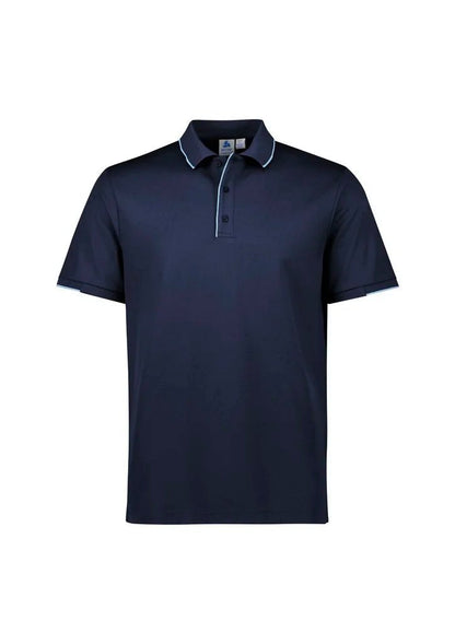 Biz Collection Men's Focus Short Sleeve Polo UPF 50+ in Black/white