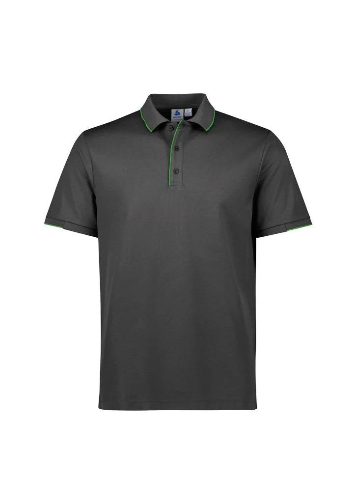 Biz Collection Men's Focus Short Sleeve Polo UPF 50+ in Black/white