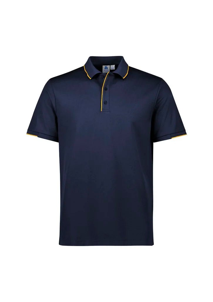 Biz Collection Men's Focus Short Sleeve Polo UPF 50+ in Black/white