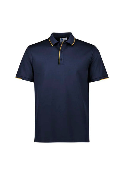 Biz Collection Men's Focus Short Sleeve Polo UPF 50+ in Black/white