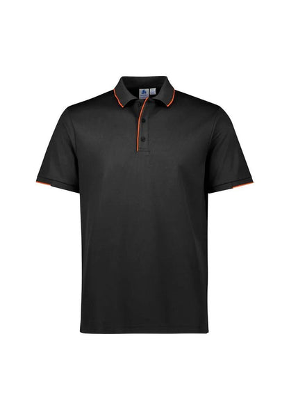 Biz Collection Men's Focus Short Sleeve Polo UPF 50+ in Black/white