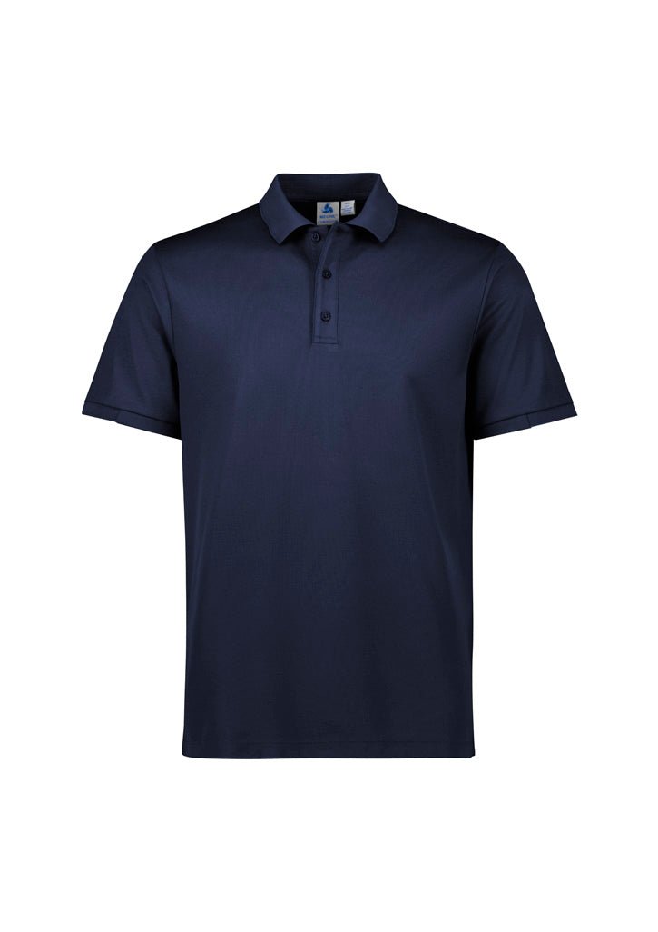 Biz Collection Men's Focus Short Sleeve Polo UPF 50+ in Navy/white
