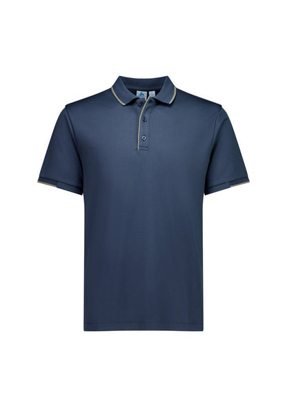 Biz Collection Men's Focus Short Sleeve Polo UPF 50+ in Navy/white