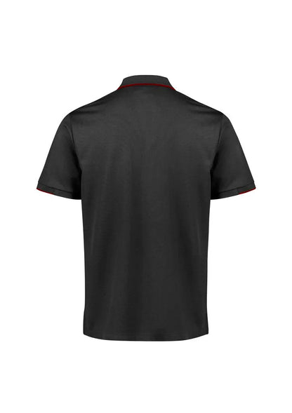 Biz Collection Men's Focus Short Sleeve Polo UPF 50+ in Black/red