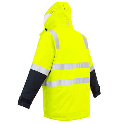 Men’s Hi - Vis 4 - in - 1 Waterproof Jacket with Reversible Fleece Vest – 10,000mm Rated - SunSafe Australia