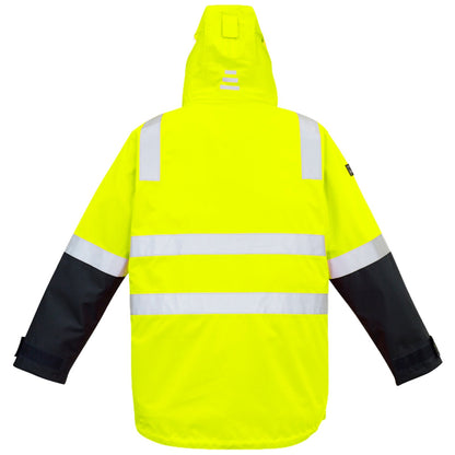 Men’s Hi - Vis 4 - in - 1 Waterproof Jacket with Reversible Fleece Vest – 10,000mm Rated - SunSafe Australia
