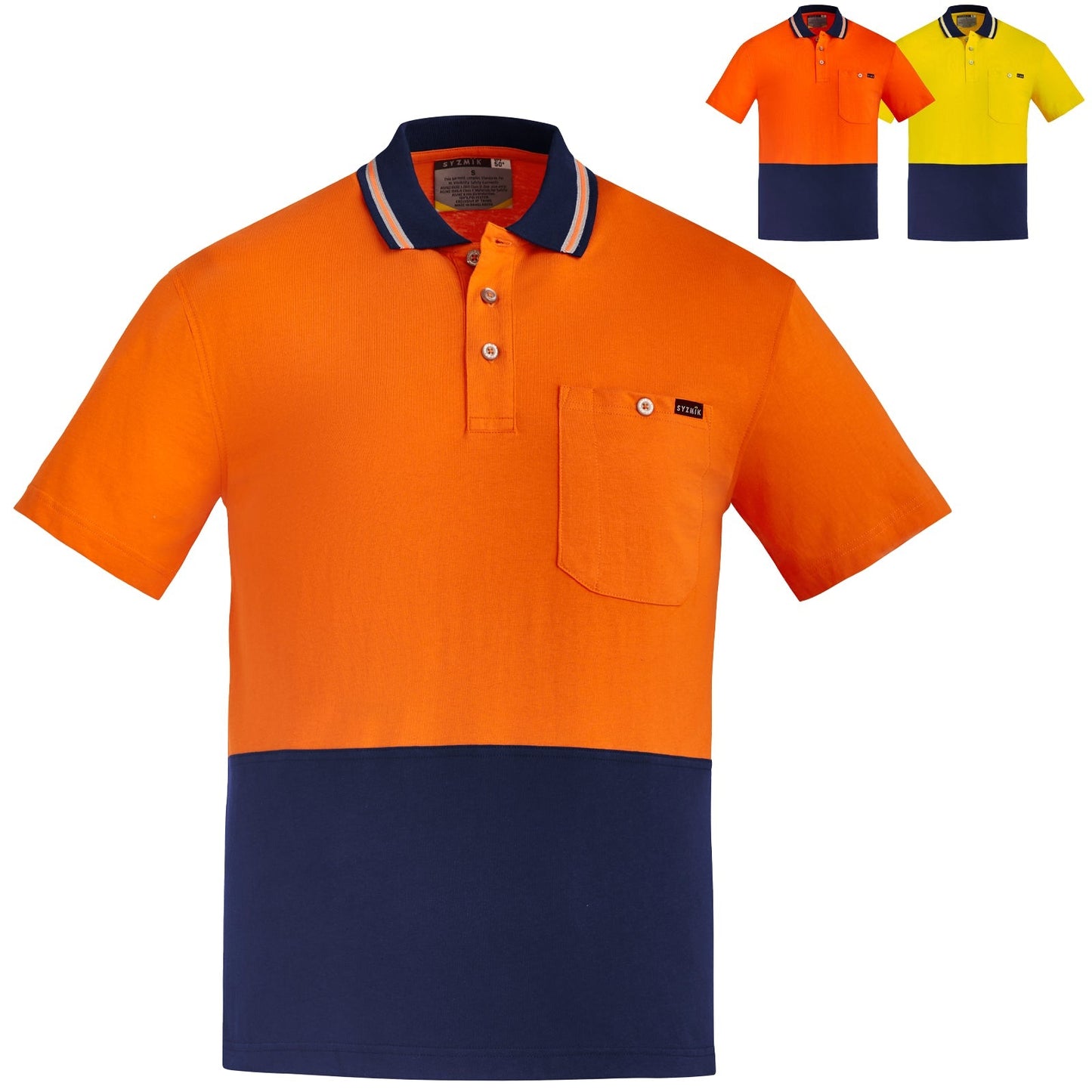 Men's High Visibility 100% Cotton Short Sleeve Polo ZH435 - SunSafe Australia