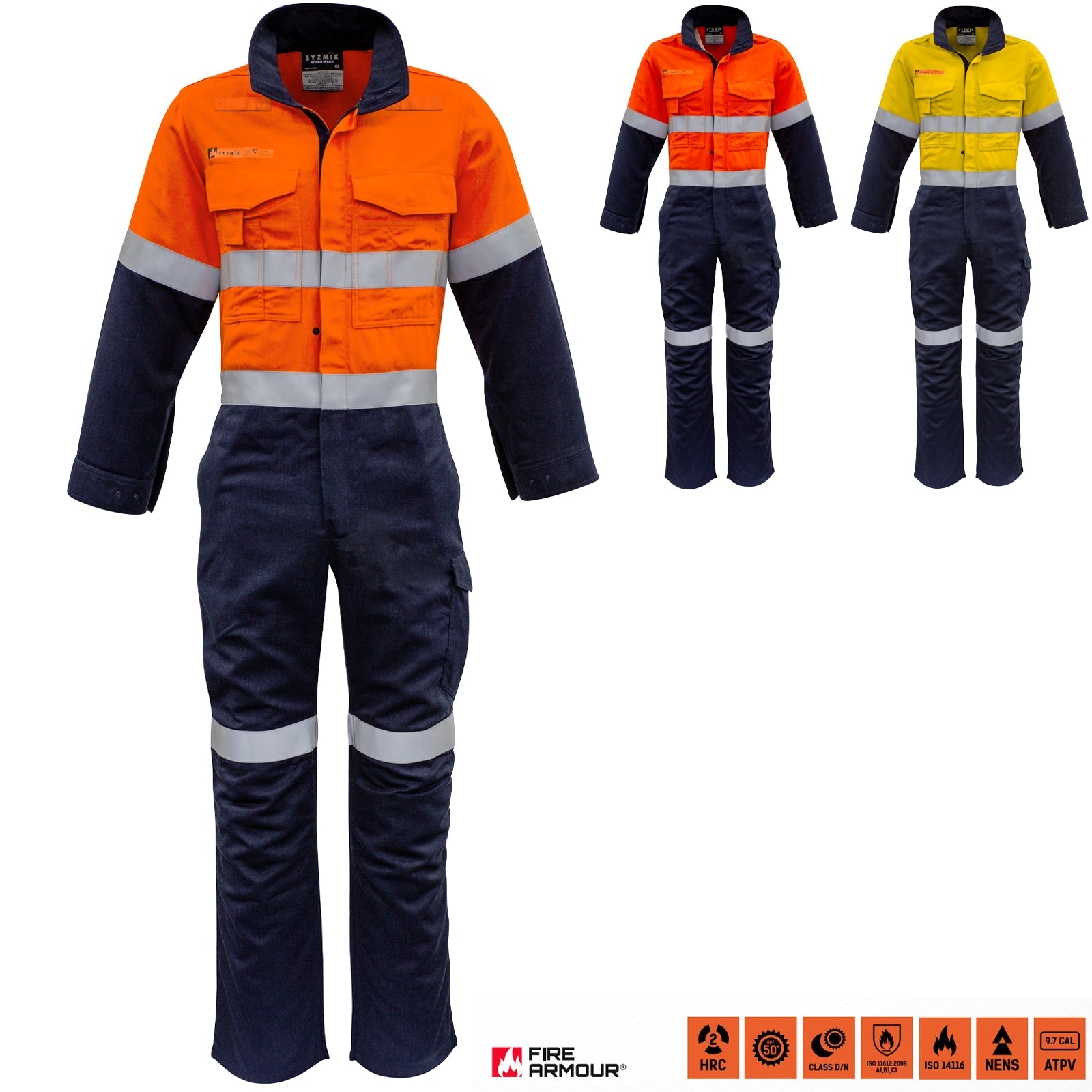 Mens High Visibility Flame HRC 2 Hoop Taped Spliced Overall ZC525 - SunSafe Australia