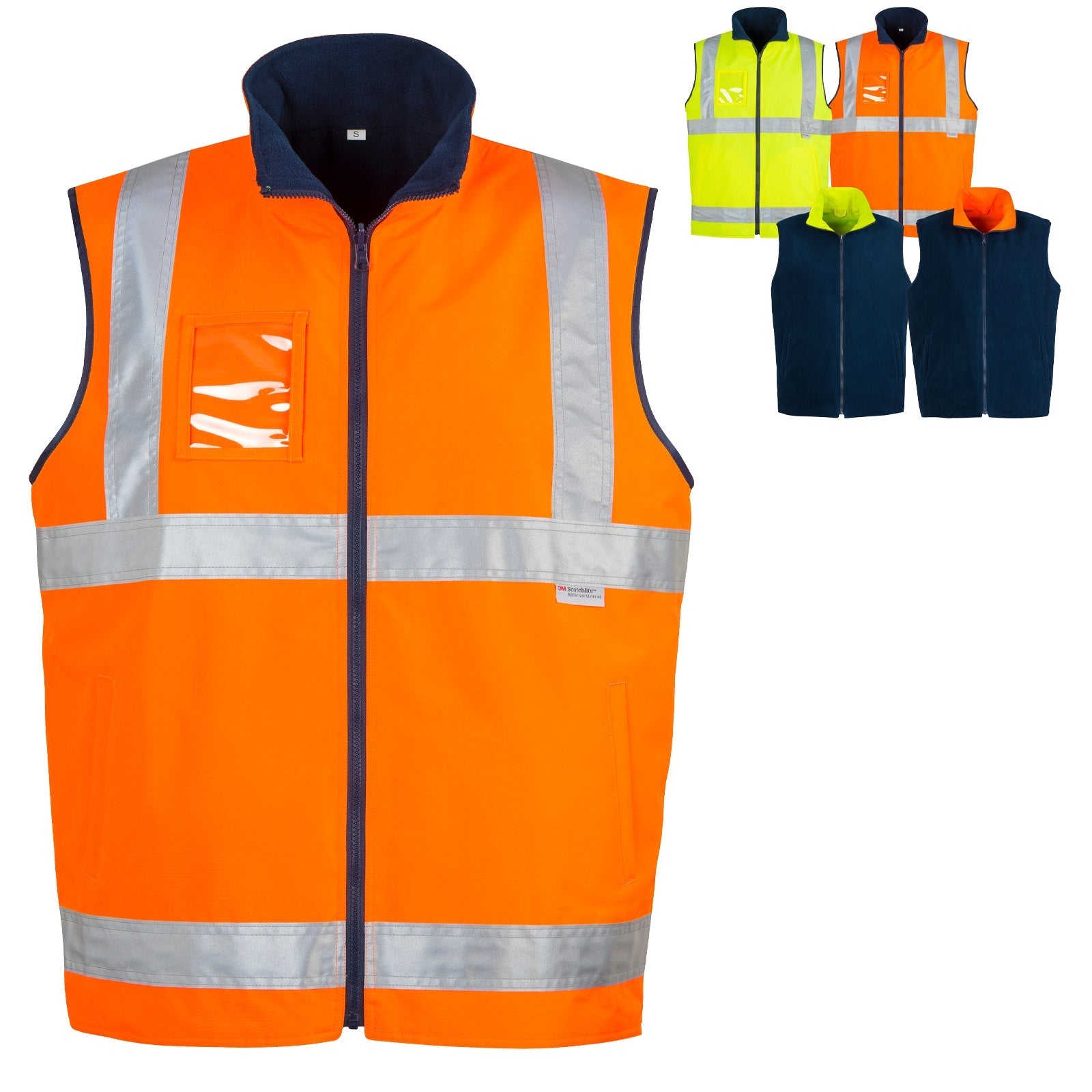 Mens High Visibility Lightweight Fleece Lined Reversible Vest ZV358 - SunSafe Australia