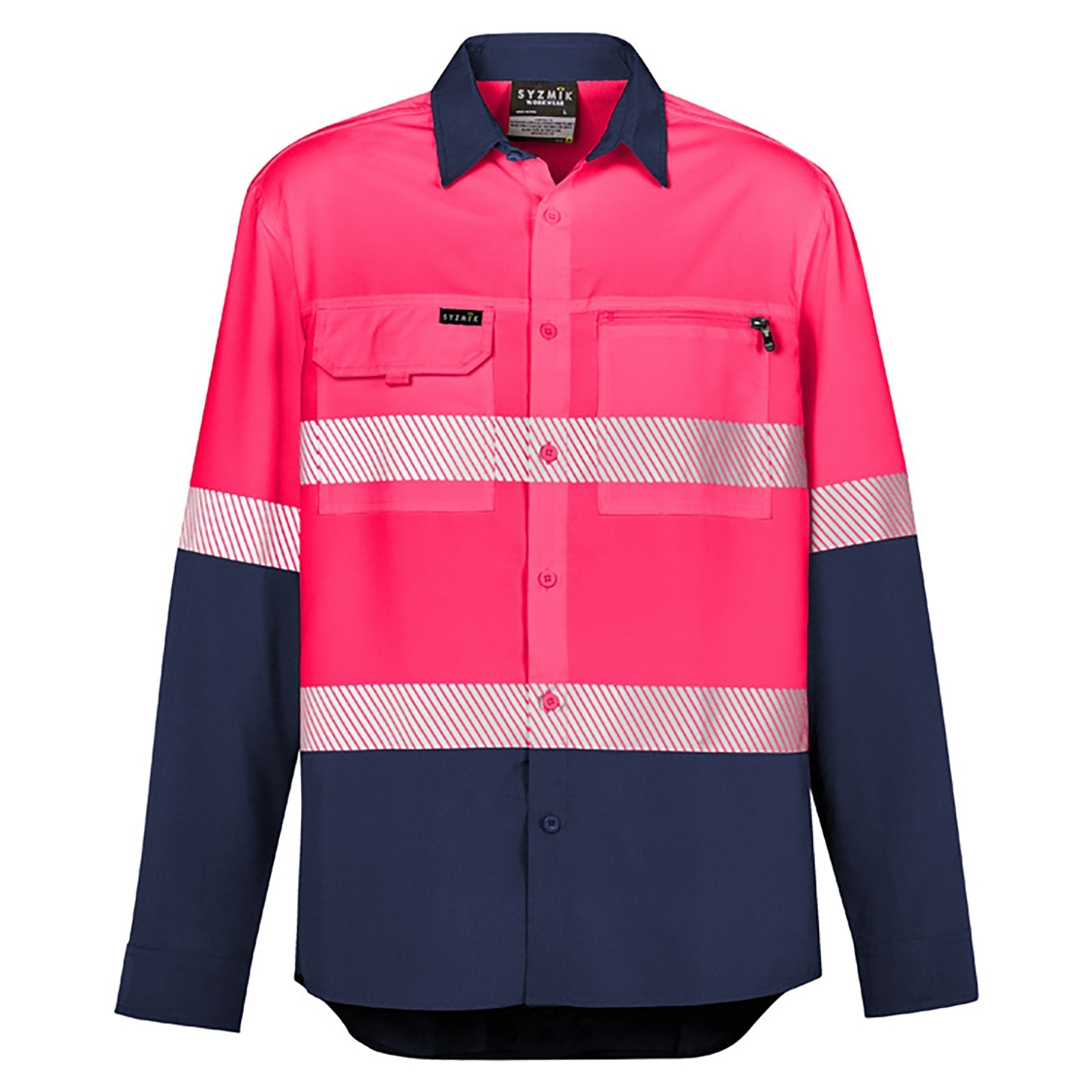 Men's High Visibility Outdoor Segmented Tape Long Sleeve Shirt ZW470 - SunSafe Australia