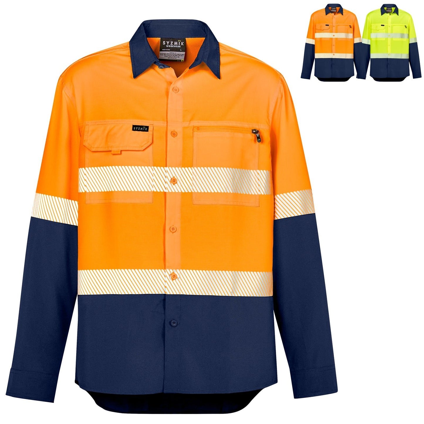 Men's High Visibility Outdoor Segmented Tape Long Sleeve Shirt ZW470 - SunSafe Australia