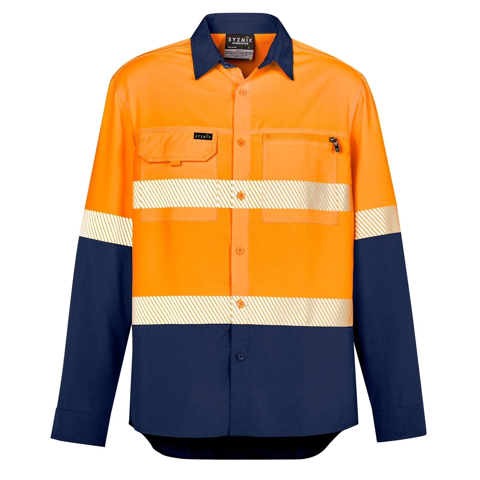 Men's High Visibility Outdoor Segmented Tape Long Sleeve Shirt ZW470 - SunSafe Australia