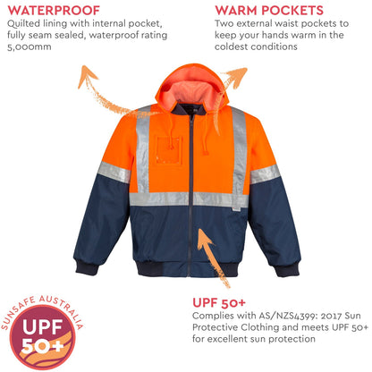 Men's High Visibility Quilted Flying Jacket – Waterproof & Insulated Hi - Vis Workwear - SunSafe Australia