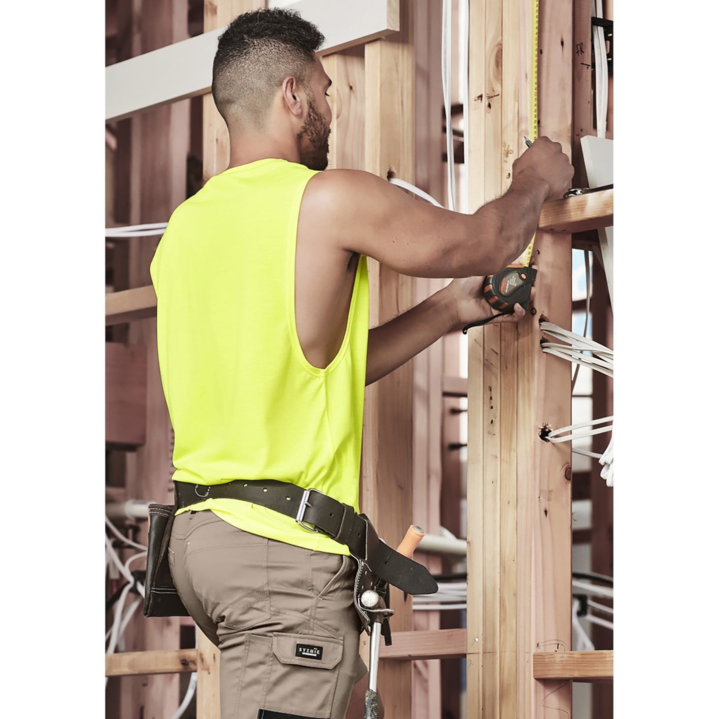 Syzmik Men's High Visibility Sleeveless Tee ZH297 in High Vis Orange