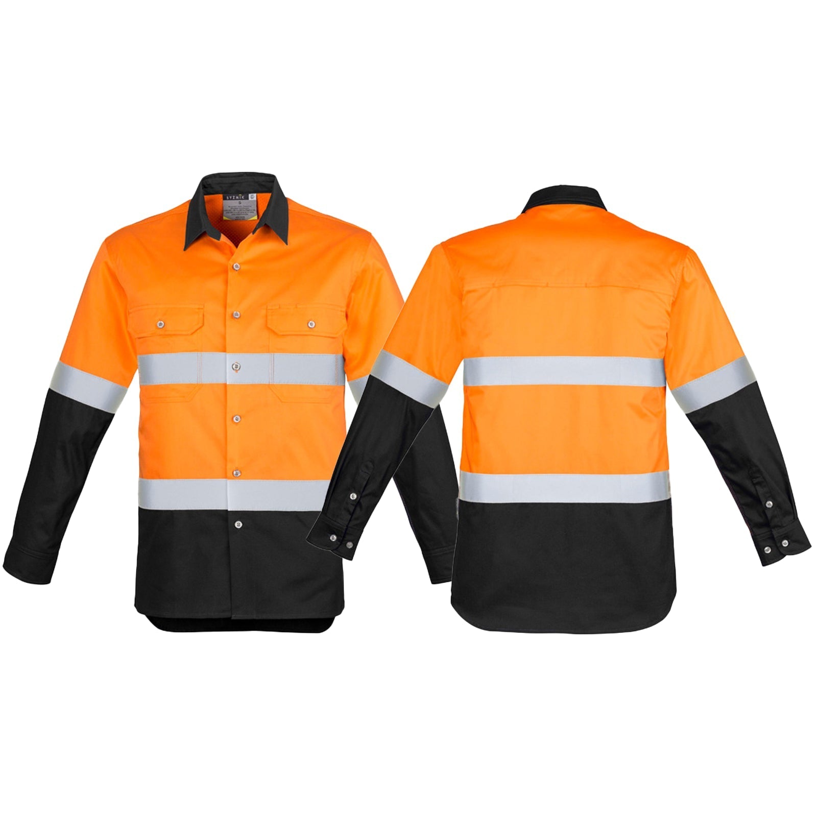 Mens High Visibility Spliced Industrial Long Sleeve Shirt – Hoop Taped - SunSafe Australia